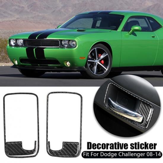 Real Carbon Fiber Interior Handle Bowl Panel Trim For Dodge Challenger 2008-2014