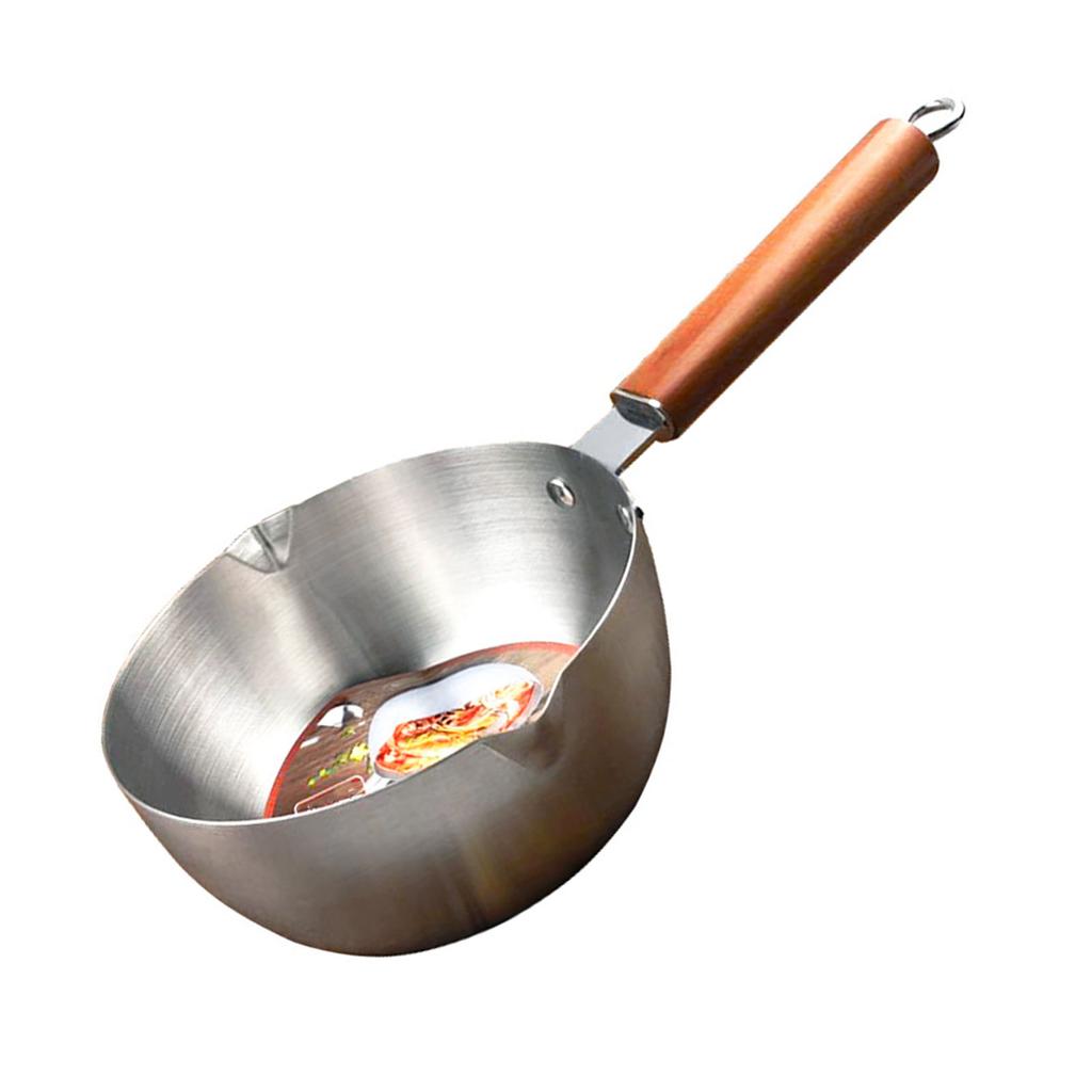 Milk Warmer Pot Stainless Steel Prevent Sticking Wooden Handle Thickened Butter Melting Saucepan