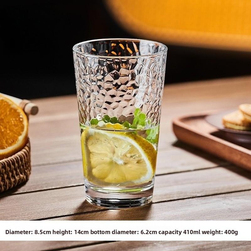 Simple Thickened Straight Glass Cup, Hammer Patterned Juice Beverage Beer Glass, High Aesthetic Water Cup, Party Wine Glasses