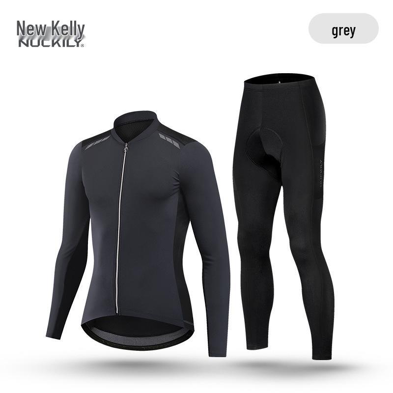 Nuckily Men s Long Sleeve Cycling Jersey & Long Pants Set for Spring/Summer Medium
