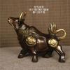 Pure copper buffalo with head up one facing down, a pair of animal desktop decorations for home, office, and livi