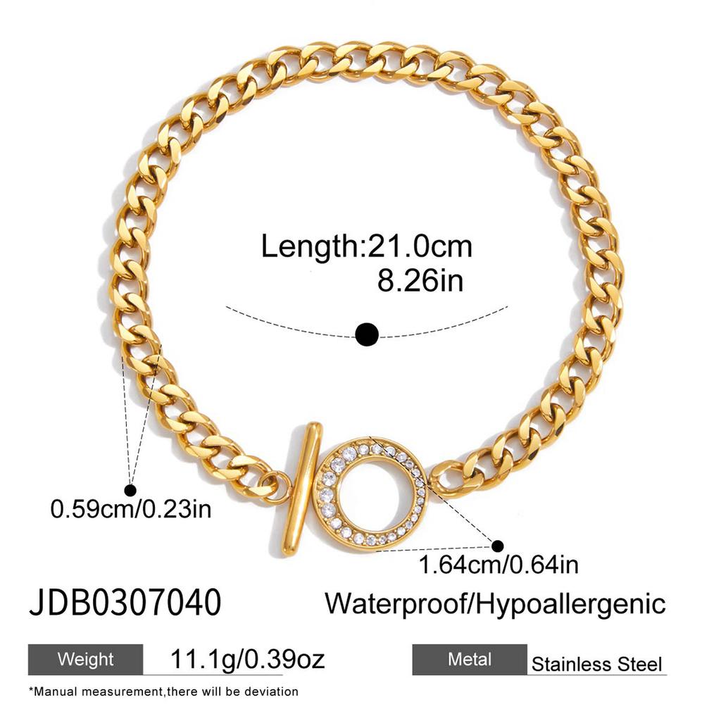 Youthway Delicate Zircon Tennis Bracelet For Women Minimalist 18K Gold PVD Plated Stainless Steel Bracelet Fashion Jewelry Gift