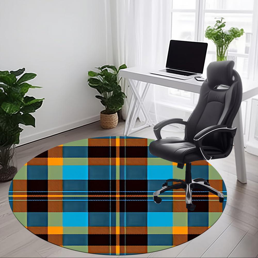 1pc Tartan Pattern Chair Carpet for Office, Non Slip, Soft and Durable Office Rug
