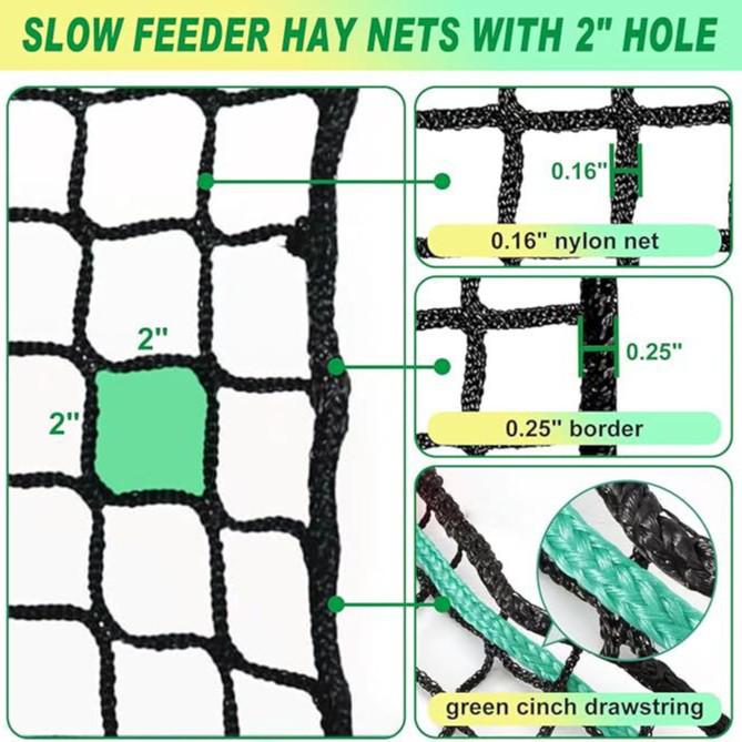 Large Slow-Feed Hay Net with 5cm Holes for Horses, Cows, Sheep, Alpacas