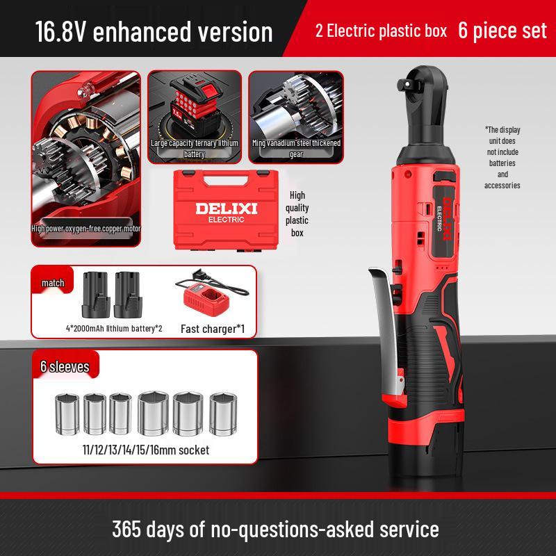 Delixi Electric 90° Right Angle Ratchet Wrench, High Torque Lithium Battery Tool, Professional Grade