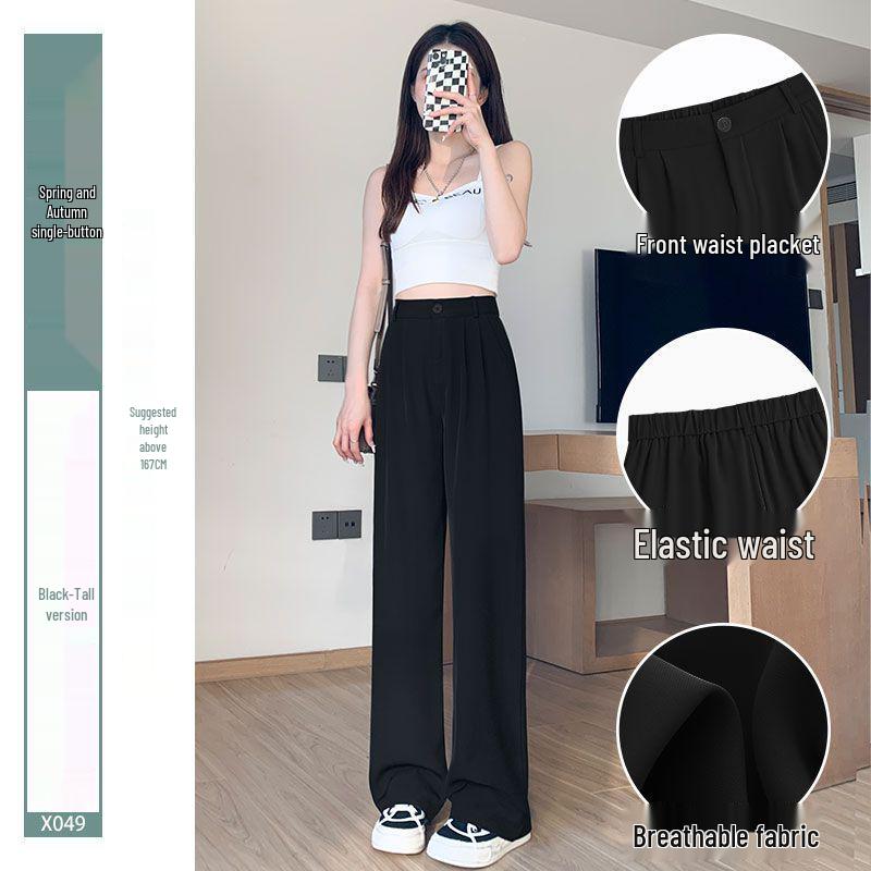 Schwarze High-Waist Straight-Leg Hosen für Damen, Slim Fit, für Frühling/Sommer 2026