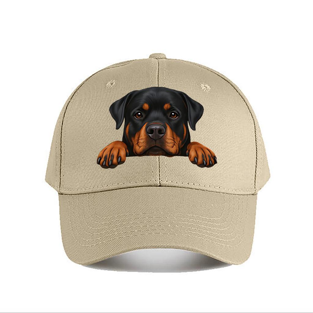 Realistischer Rottweiler Hund lugt Kunst Druck Heim Dekoration Baseball Kappe Mode Unisex Sonnenhut Damen Outdoor Sport Snapback Kappe