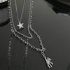 Female Niche Collarbone Chain Three-Layer Bear Star Tassels Necklace Student Simple Temperament Cold Wind Necklace
