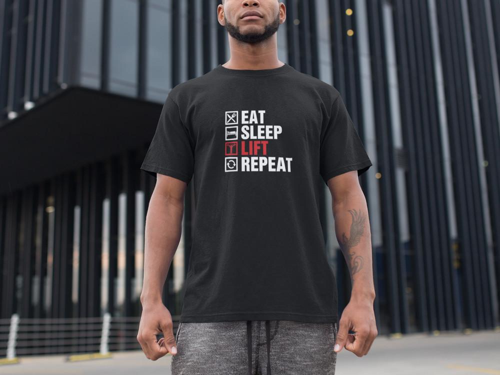 

Eat Sleep Lift Repeat T-Shirt Gym Workout Fitness Gift for Men Women Lifters 4XL