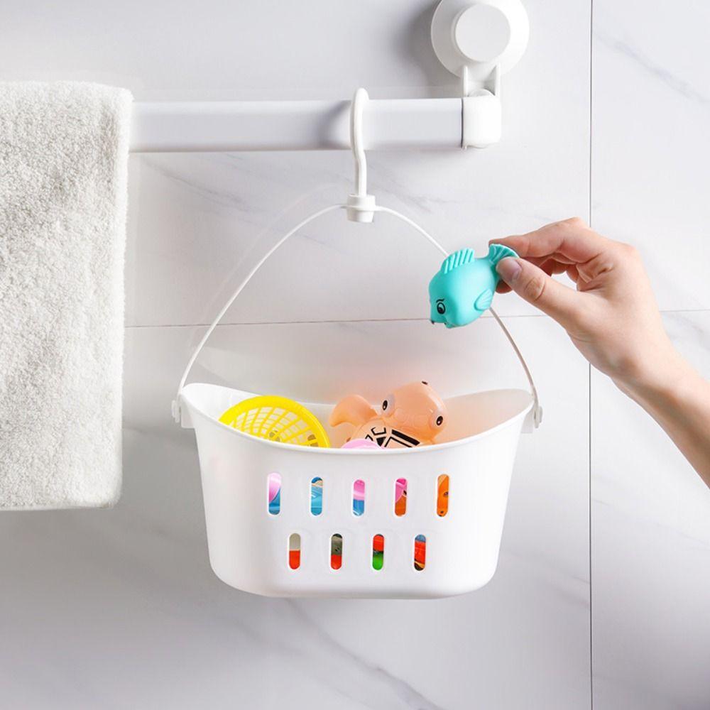 White Shower Storage Basket Hangable Sundries Hanging Basket Portable Sink Holder  Kitchen