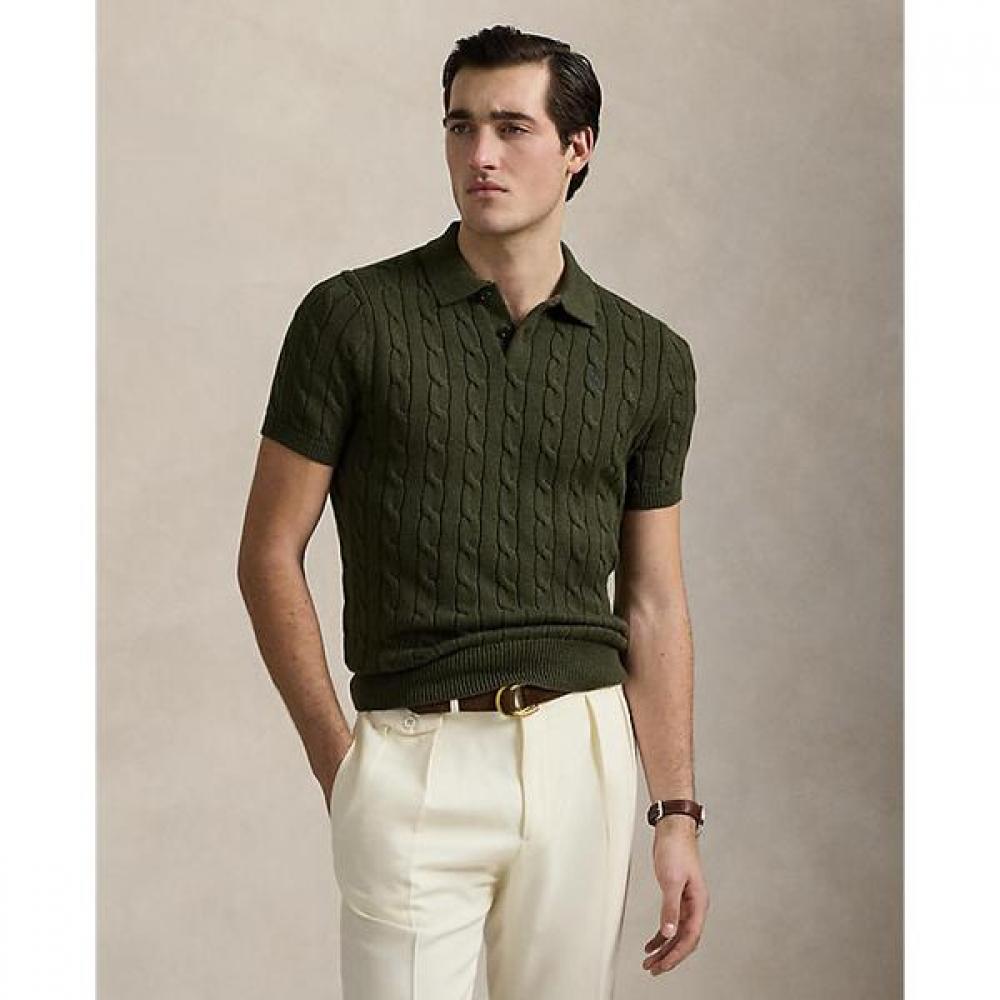 Polo Ralph Lauren Men Cable Knit Cotton Polo Collar Sweater  Mnposwe1n820054300 XS