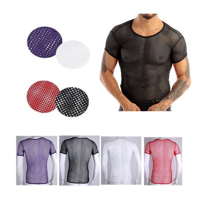 Summer Cool Mesh Slim Casual Short Sleeve T-Shirt Mesh T-Shirt Man See Through Vest Tops