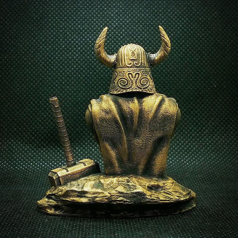 Odin Bust Ornament Resin Retro Bronze Norse Mythology All Father Hammer Statue Handicraft Living Room Study Gift
