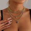Jewelry Metal Sense Simple Clavicle Chain Love Drip Oil Hang Tag Light Luxury Premium Multi-Layer Necklace