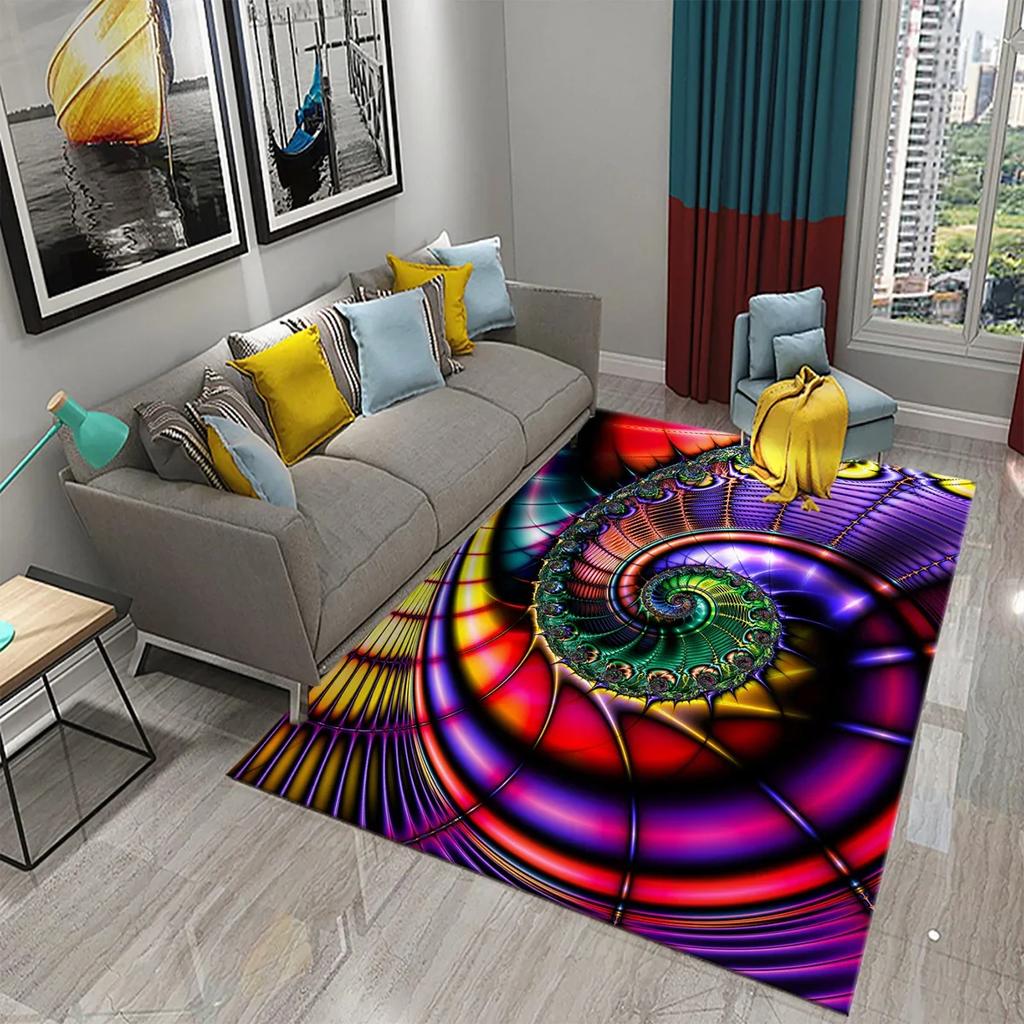 Colorful Surreal Abstract Psychedelic Art Carpet Non Slip Comfort Floor Carpet Home Decor Mat for Living Room Bedroom Area Rugs