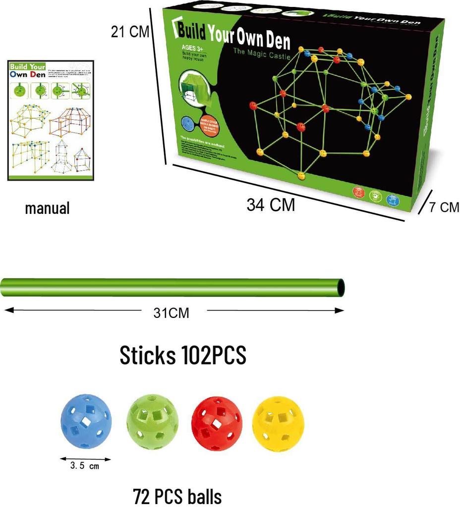 Children's DIY Bead and Building Blocks Creative Tent Fort Kit