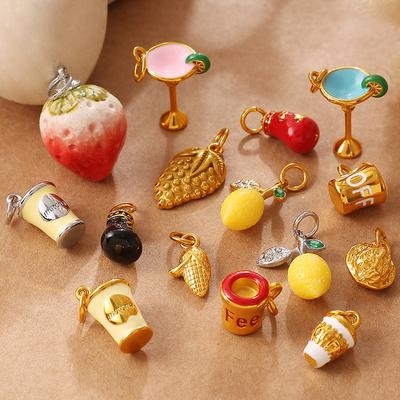 Fashion 3D Coffee Cup & Cocktail Cup DIY Pendant, Stainless Steel Creative Non-fading Charm