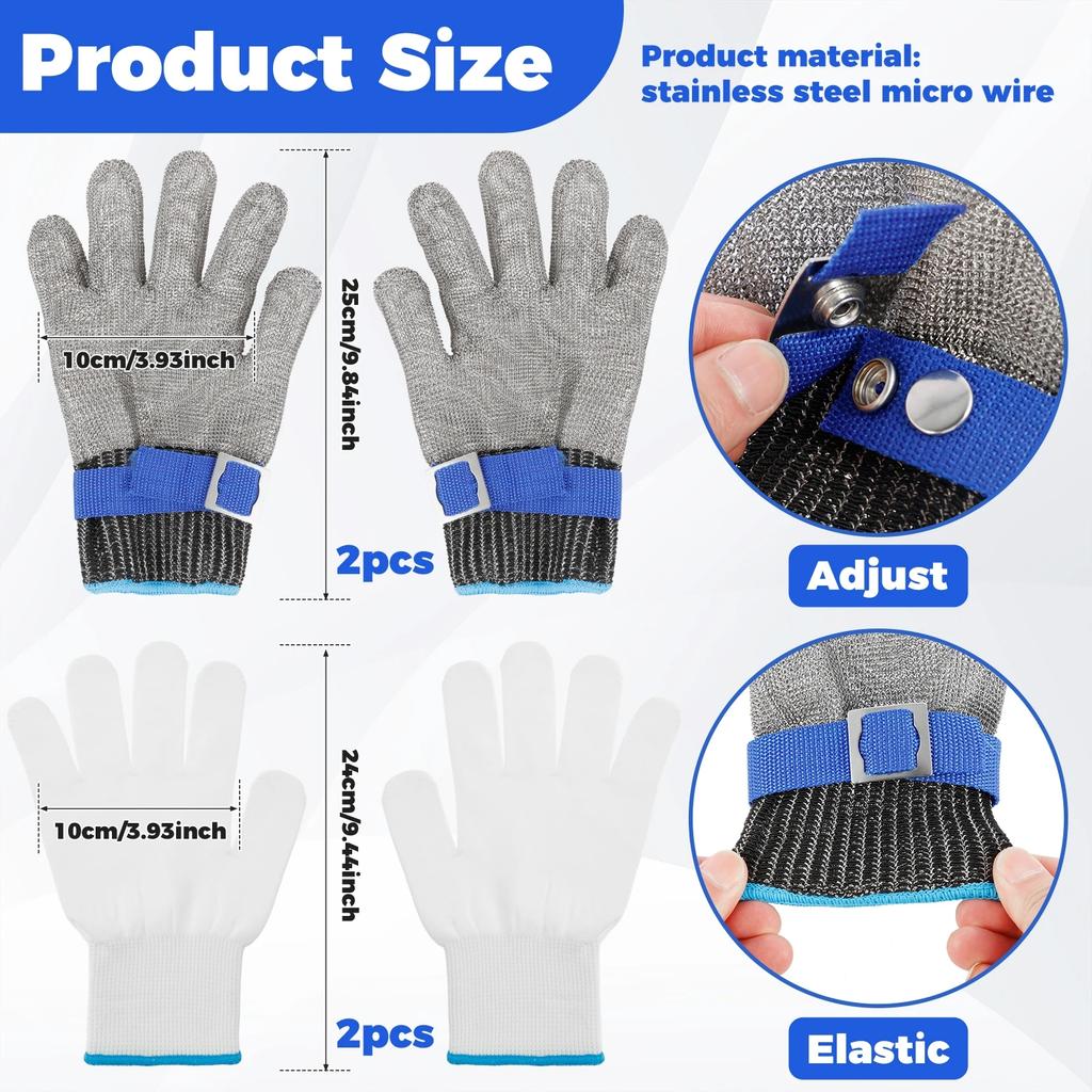 SlicePro ANSI A9 Cut Resistant Glove PR1706 Stainless Steel Mesh Metal Glove Food Grade for Kitchen Cooking Butcher Meat Cutting