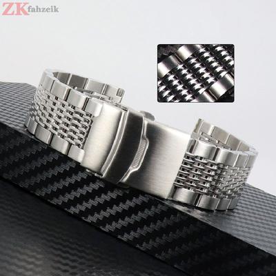 Náramek z leštěné oceli 20mm 22mm 24mm Nerezový řemínek k hodinkám pro Seiko Kovový náramek Řemínek k hodinkám Potápěčská spona Řemínek Stříbrný Černý
