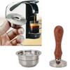 Reusable Coffee Capsule 304 Stainless Steel Refillable Coffee Filter Pod with Tamper Brush and Spoon for Coffee Makers