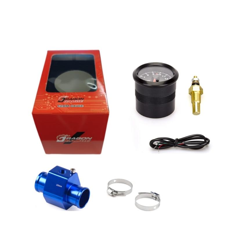 52mm Car Water Temperature Gauge 40~140 ℃ 7 Colors Backlight With Water Temp Sensor Water Temp Joint Pipe Sensor Adapter 1/8 NPT