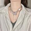 Exaggerated Butterfly Flower Necklace Tassel Women's Choker Fashion Vintage Metal Necklace  Gifts