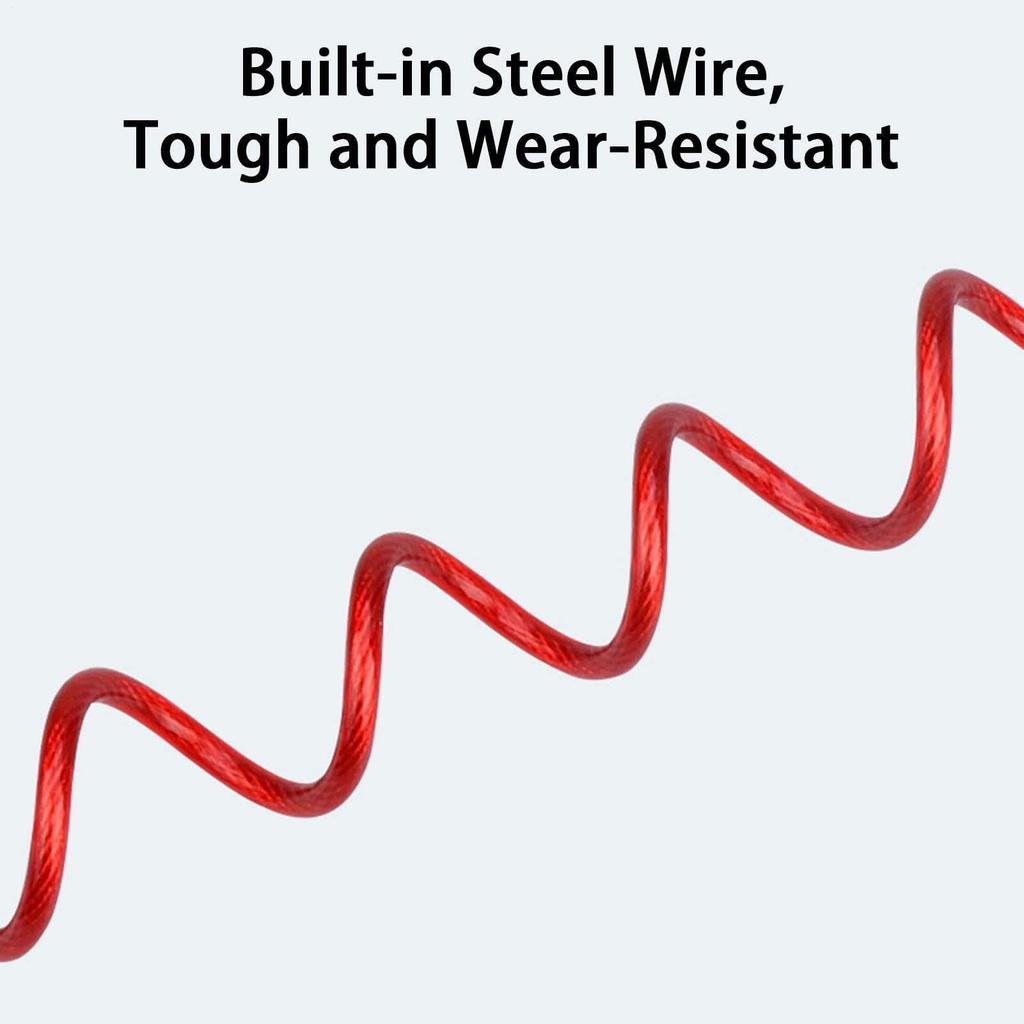 Bike Lock Reminder Cable Safety Strap Spring Coil Wire Rope