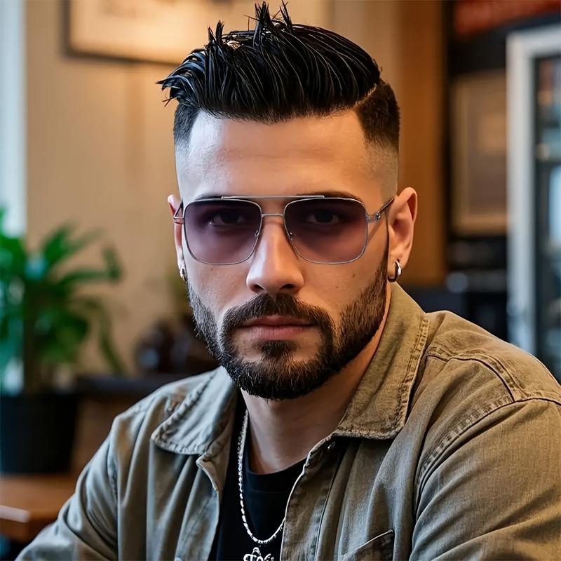 Non-polarized Fashion Square Metal Frame Double Beams Men Women Sunglasses Driving Cycling Fishing Men Sun Eyeglasses
