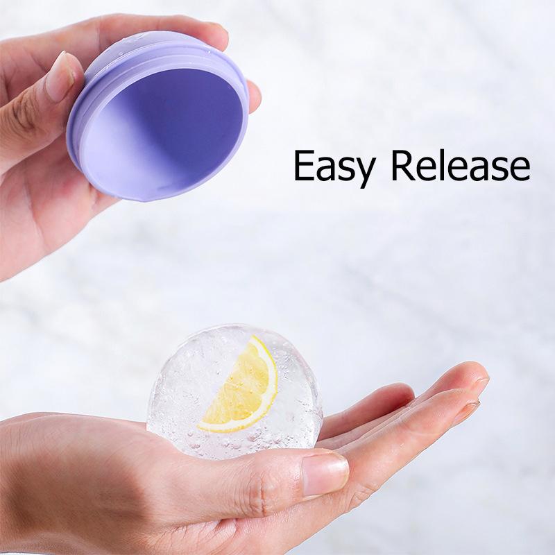 4Pcs Ice Ball Maker, Large Silicone Round Ice Cube Moulds Ice Tray for Whiskey