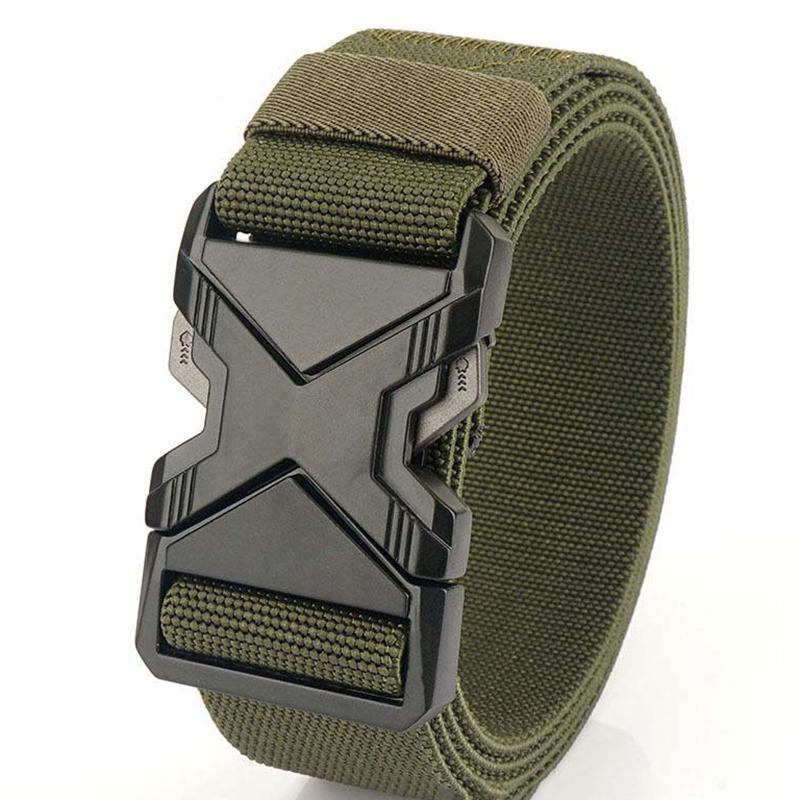 

Новый мужской ремень с пряжкой 120 см, нейлоновый плетеный, легкий, дышащий, для повседневных поездок, мужской ремень для тренировок на открытом воздухе, военный холщовый ремень X Buckle армия зеленый
