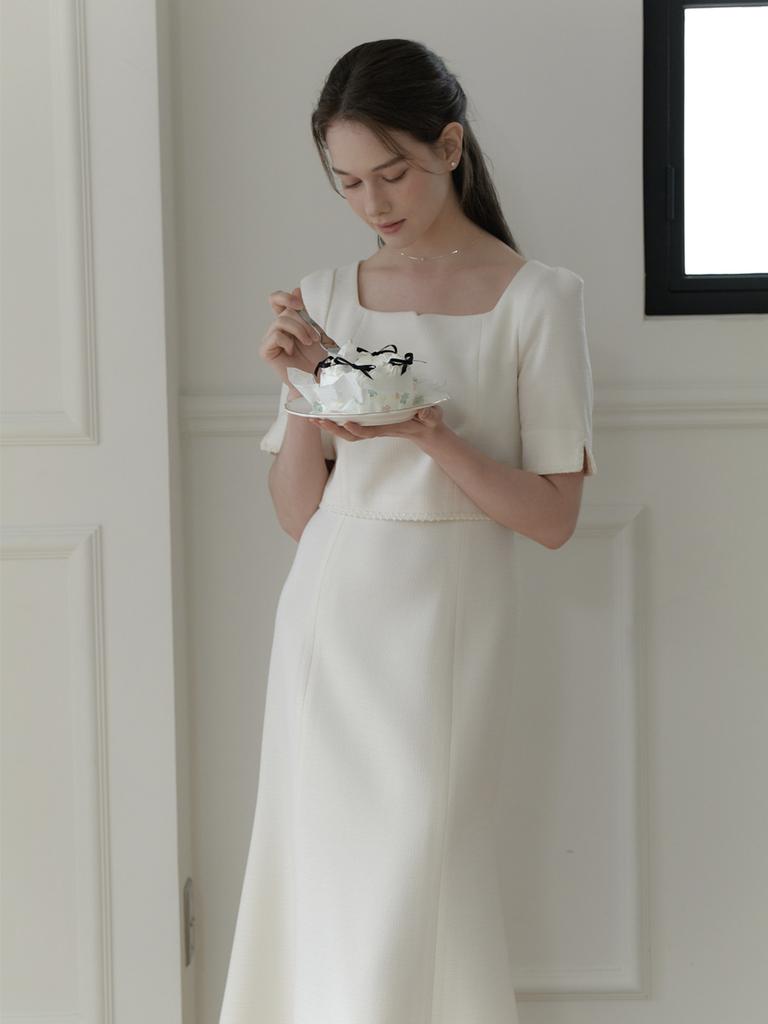 Peulomdeimomeonteu From Layered Tweed Dress_Cream
