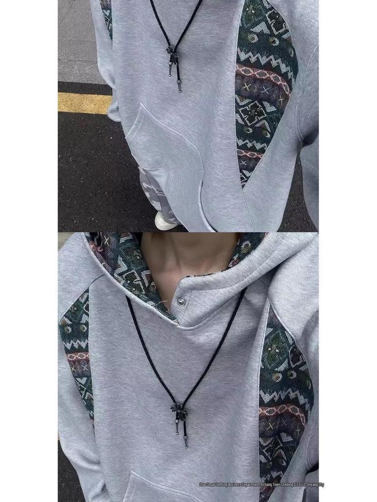 2025 Men's Autumn/Winter Patchwork Hooded Sweatshirt