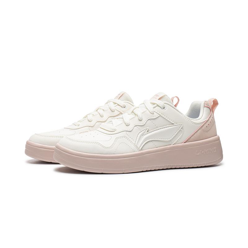 Li Ning Synthetic Leather Fashion Versatile Classic Comfortable Soft Low Top Casual Shoes Women Sneaker Cloud-White Silent-Purple AGCW490-3