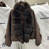 Goose Down Jacket Suede Short Fox Fur Collar Down Jacket Women's Winter New Loose High-end Coat Tide