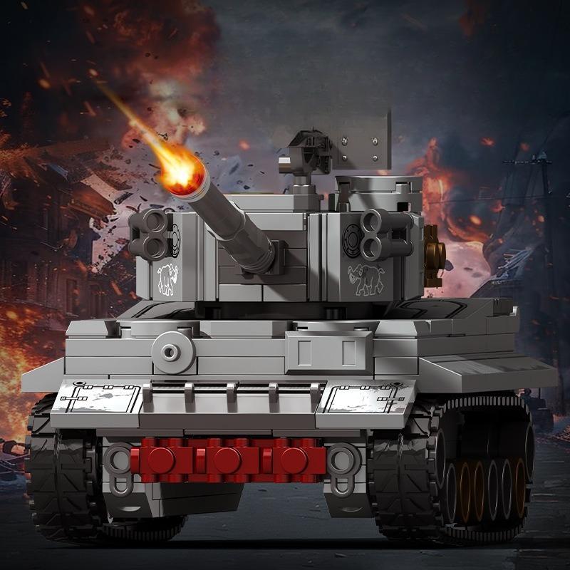 358pcs Military Series Tiger Tank Tracked Combat Vehicle Assembly Building Blocks Children's Toys