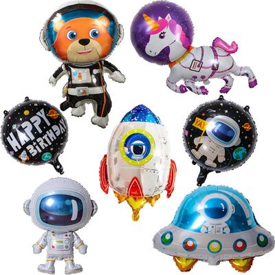 18" Okrúhly balón Astronaut UFO - Vesmírna téma Detská narodeninová oslava Dekorácia