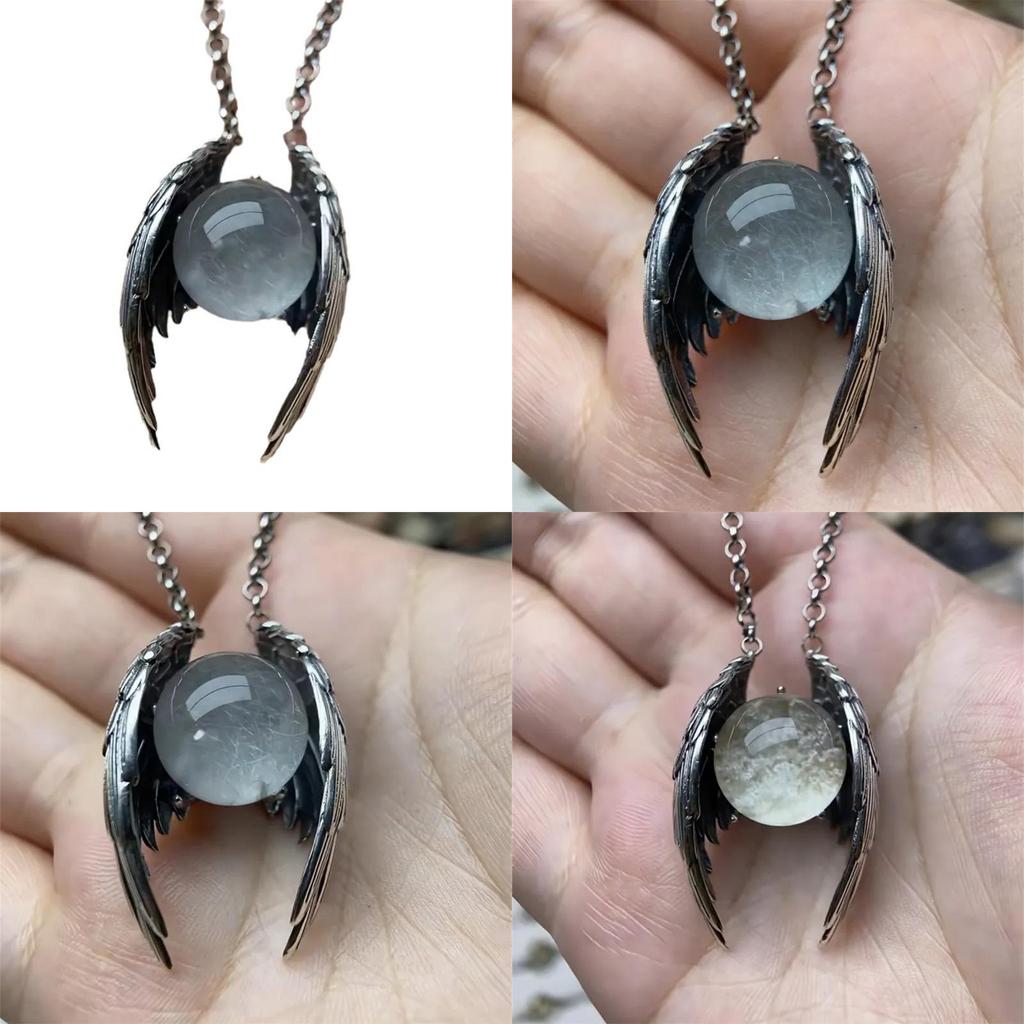 Ghost Wings Retro Faux Crystal Necklace With Alloy Pendant For Stylish Office Wear