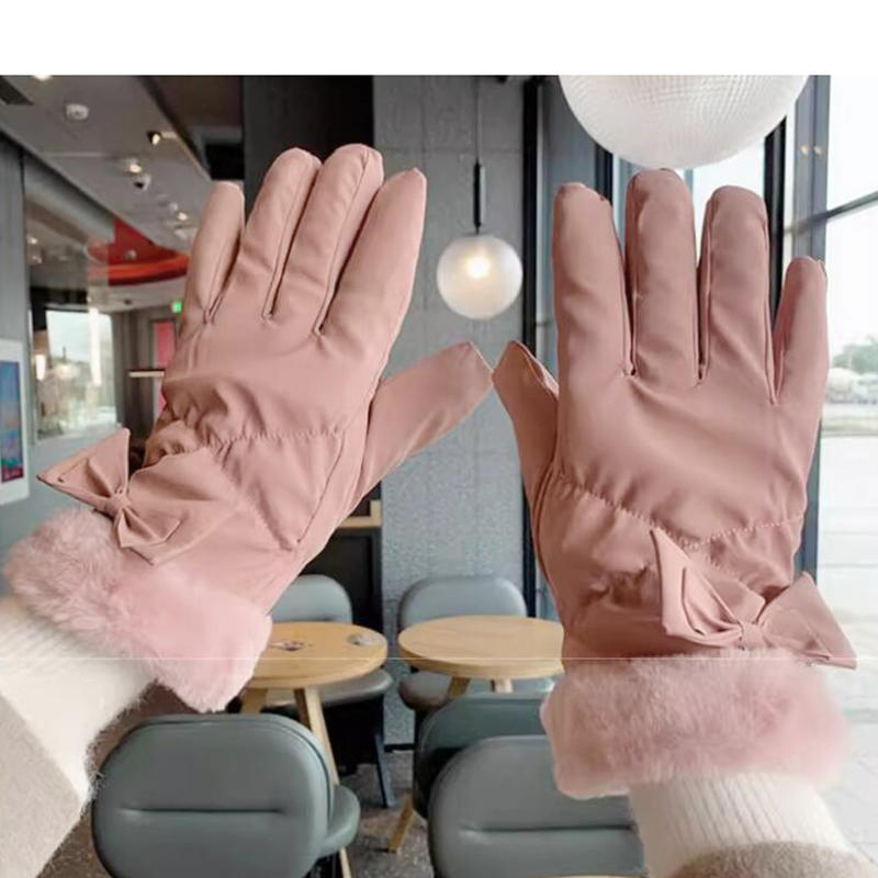 Winter Women's Gloves with Down Cotton for Cold Weather Keep Warm Windproof Touchscreen Fashion Soft Female Mittens for Outdoors