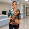 Women's Halloween Costume Top V-Neck Pockets Side Slit Three-Quarter Sleeves