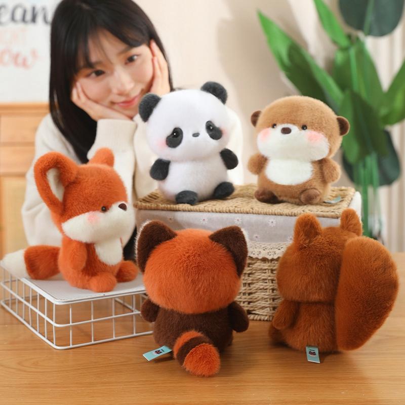 New Cartoon Animal Plush Toy Stuffed Bear Raccoon Sheep Fox Penguin Pig Elephant Otter Squirrel Rabbit Cat Panda Duck Dog Doll