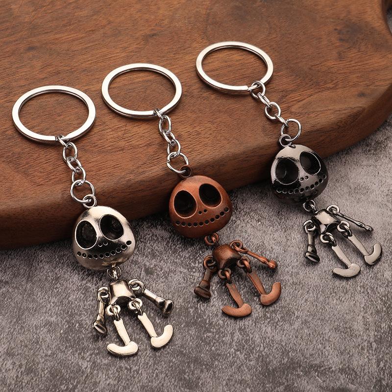 Simple Ghost Head Simple Metal Keychain Cute Couple Creative Jewelry Key Ring Bag Pendant