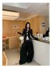 Women's Slimming Lace Long Sleeve Polka Dot T-Shirt - Black & White, Korean Style, Spring Collection