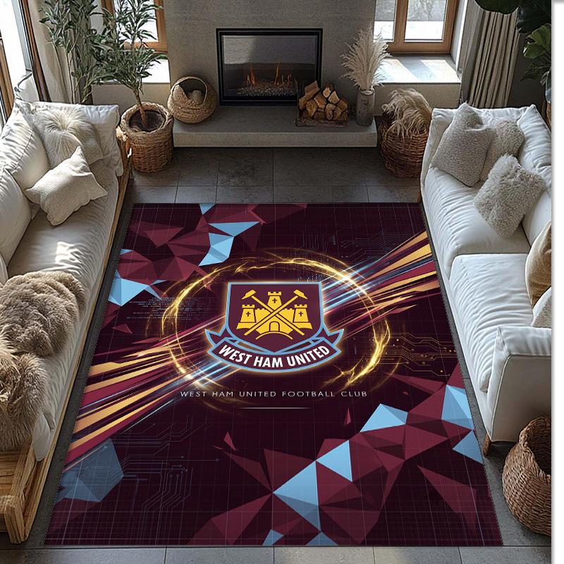 Tappeto in Velluto di Cristallo con Stampa del West Ham United Football, Comodo Assorbente d'Acqua Antiscivolo Tappeto per Pavimenti Interni