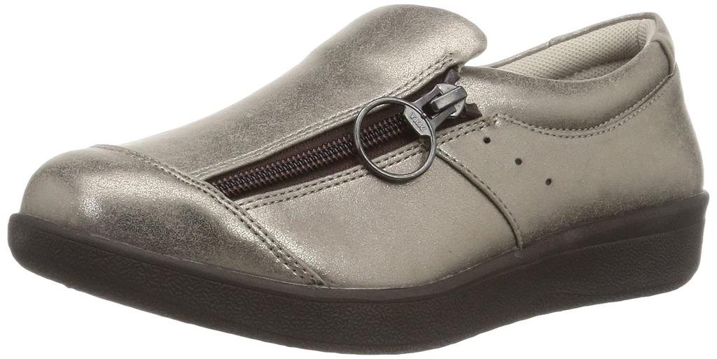 Moonstar Welll 02 Size Rolling Assist Wide Sizes cm Women's Sneakers, Champagne, 24.0 cm, Function, Fit, 4E, Zippered, 22-24.5