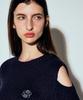 Nigaennikol Shoulder Cut Out Knit_Navy