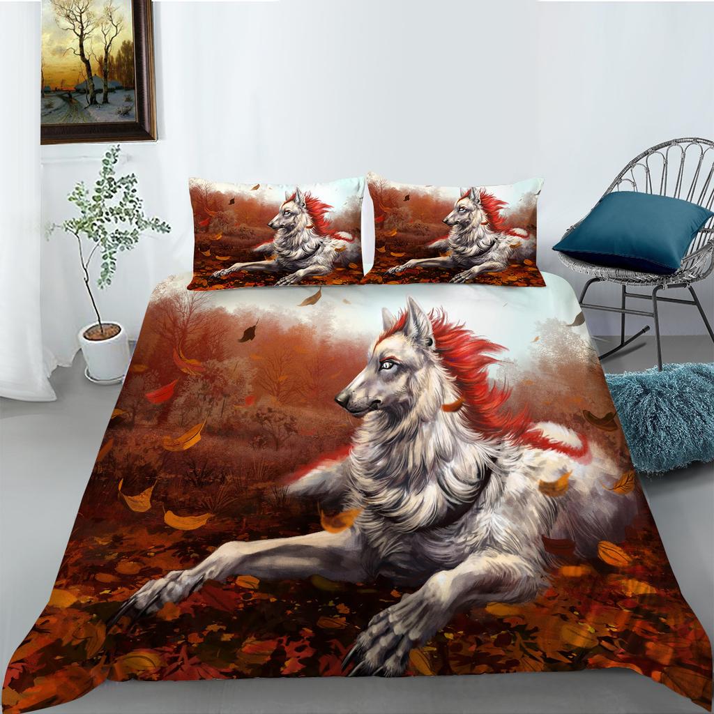 Polyester Bedding Two Or Three-Piece Digital Printing Wolf Series Can Be