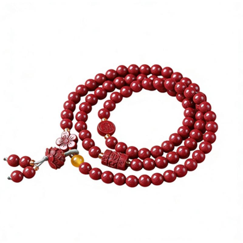 

Браслет со знаком зодиака «Тройной круг» Murui Cinnabar & Purple Gold Sand для женщин Pink Sand Press 6mm