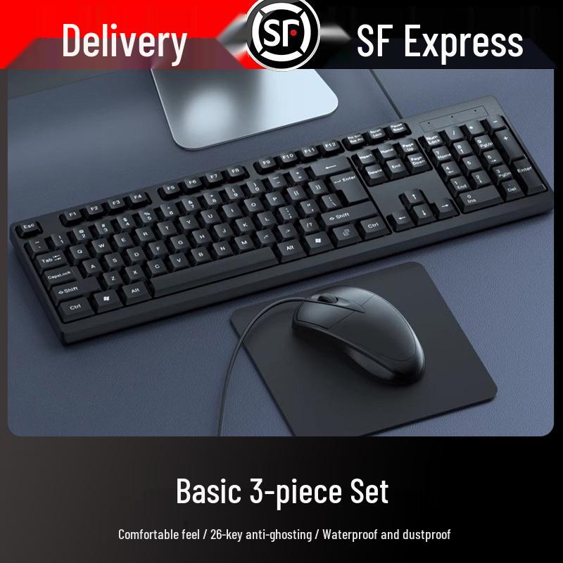 Universal Wired Silent Keyboard & Mouse Set for Office - Laptop & Desktop Compatible