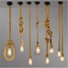 1/5/10Pcs Retro Vintage Rope Lamp Creative Country Edison Bulb Chandelier Decoration Home Vintage Hemp Rope Pendant Lamp