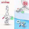 Copper Metal Halloween Dangle Witch Magic Girl Charm Bead Components Luminous Bead Components Compatible With Authentic Original Bracelet High